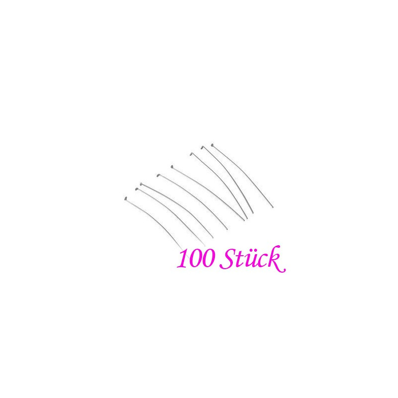 100 Edelstahl Nietstifte 50mm silberfarben Schmuckdraht mit Kopf - Schmuckzubehör - Leisure-Beads DIY