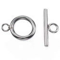 Schlichter Edelstahl Knebelverschluss Ringteil 16x12mm Toggle silberfarben - Schmuckzubehör Schmuckverschluss
