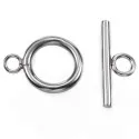 Schlichter Edelstahl Knebelverschluss Ringteil 16x12mm Toggle silberfarben - Schmuckzubehör Schmuckverschluss - Leisure-Beads DIY