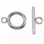 1x schlichter Edelstahl Knebelverschluss Ringteil 16x12mm Toggle silberfarben - Schmuckzubehör Schmuckverschluss