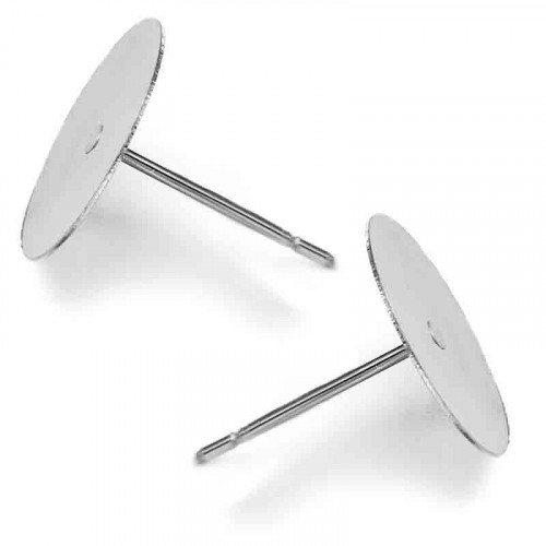 Leisure-Beads - 10x Edelstahl 14mm Ohrstecker zum Bekleben - Schmuckzubehör Ohrringe