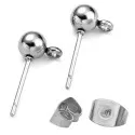 2 Stück Edelstahl Ohrstecker 17x8x5mm mit Öse mit Stopper - Schmuckzubehör Ohrringe - Leisure-Beads DIY