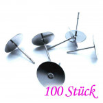 100x Edelstahl 10mm Ohrstecker zum Bekleben - Schmuckzubehör Ohrringe