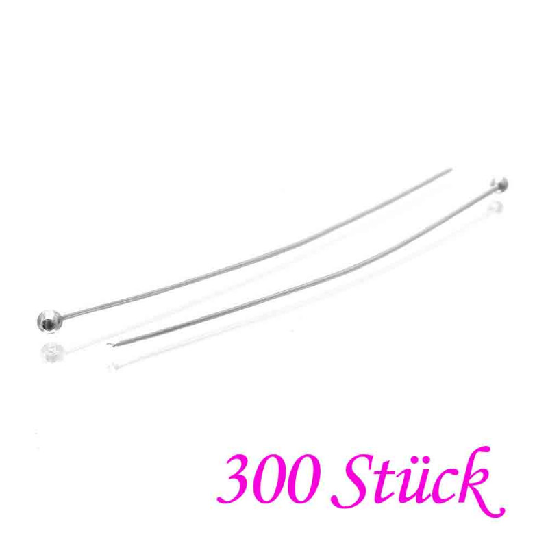 300 Edelstahl Nietstifte 50mm silberfarben Schmuckdraht mit rundem Kopf - Schmuckzubehör - Leisure-Beads DIY