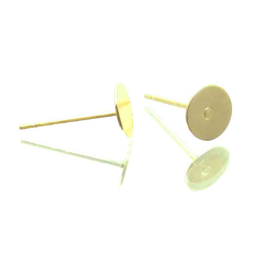 Leisure-Beads - 10x 24k echtvergoldete Edelstahl 6mm Ohrstecker zum Bekleben - Schmuckzubehör für Ohrringe