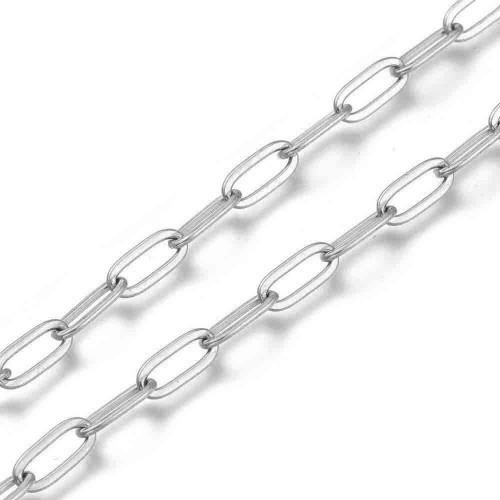 Leisure-Beads - 1m Edelstahl Gliederkette 9,7x4,2x0,9mm silberfarben Paperclip - Schmuckzubehör