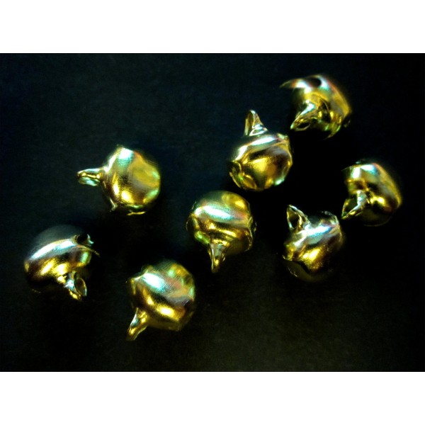 8x Glöckchen 8x10x12mm goldfarbene Schmuckanhänger - Schmuckzubehör - Leisure-Beads DIY