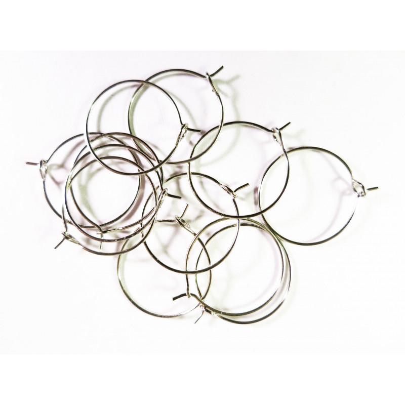 2x Edelstahl 316 Creolen 20mm silberfarben Weinglasringe - Schmuckzubehör - Leisure-Beads DIY