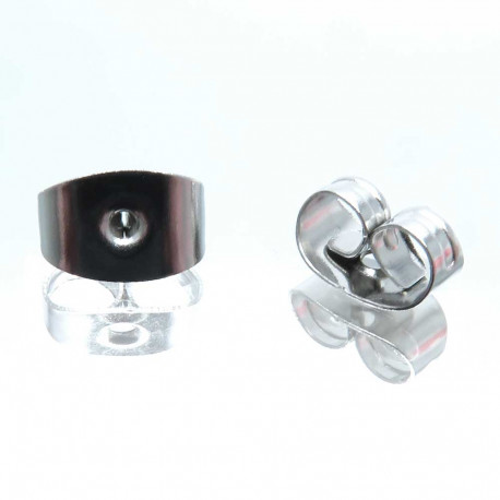 Leisure-Beads - 10x Edelstahl 316 Ohrstopper 6x4x3mm silberfarben für Ohrringe - Schmuckzubehör
