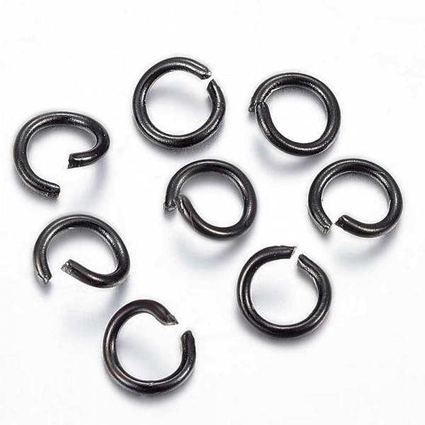 10x Edelstahl Biegering 4mm x 0,6mm schwarze Binderinge - Schmuckzubehör - Leisure-Beads DIY