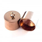 2x Edelstahl Endkappe Innen 9mm 10x10mm rosegoldfarben Einklebkappen - Schmuckzubehör