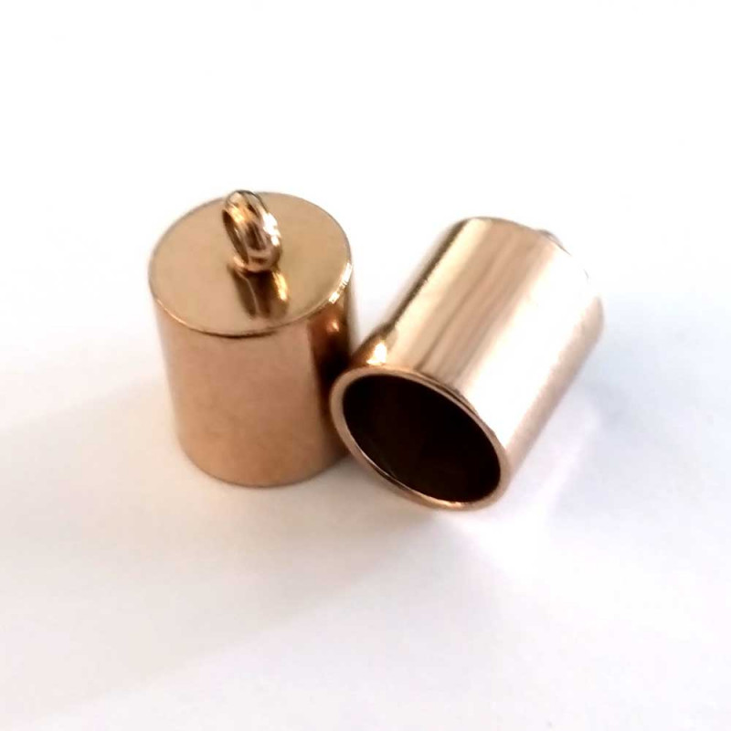 2x Edelstahl Endkappe Innen 6mm 11x7mm rosegoldfarben Einklebkappen - Schmuckzubehör - Leisure-Beads DIY
