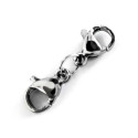 1x silberfarbener doppelter Karabinerhaken Verschluss 10mm glatt Schmuckverschluss aus Edelstahl - Schmuckzubehör
