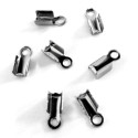 4x Edelstahl Endkappe 9x4x3mm silberfarbene Bandverbinder - Schmuckzubehör Endkappe