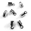 4x Edelstahl Endkappe 9x4x3mm silberfarbene Bandverbinder - Schmuckzubehör Endkappe - Leisure-Beads DIY