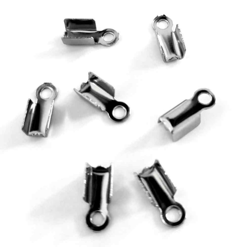 4x Edelstahl Endkappe 9x4x3mm silberfarbene Bandverbinder - Schmuckzubehör Endkappe - Leisure-Beads DIY