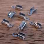 4x Edelstahl Endkappe 9x4x3mm silberfarbene Bandverbinder - Schmuckzubehör Endkappe