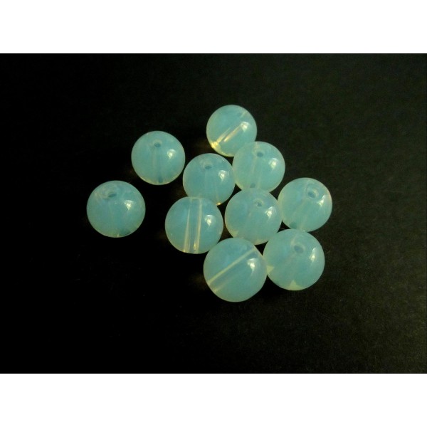 10 weisse Opal Glasperlen rund 10mm Opalglas - Schmuckzubehör