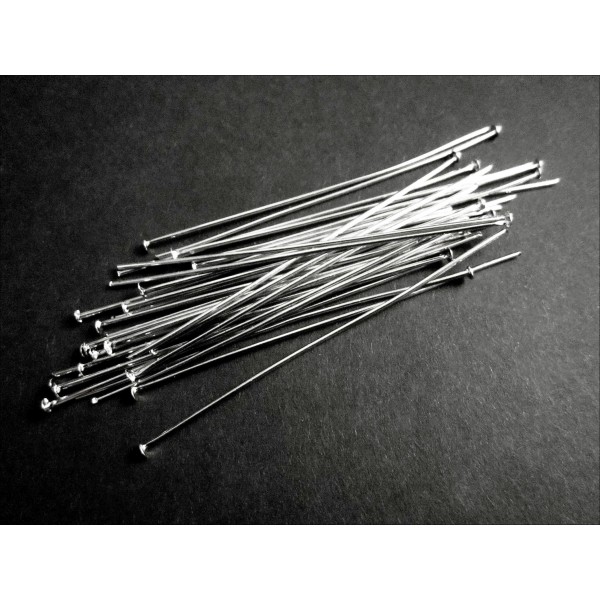 20 hellsilberfarbene Nietstifte 50mm Kopfstifte - Schmuckzubehör - Leisure-Beads DIY