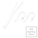 2x 925 Sterling Silber Ohrfedern + 50mm Nietstiften mit Stopper - Schmuckzubehör aus 925 Silber - Leisure-Beads DIY