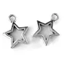 2x silberfarben Stern Anhänger 15x12mm Schmuckanhänger - Schmuckzubehör Anhänger - Leisure-Beads DIY