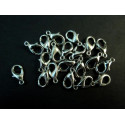 20x Karabinerhaken silberfarben glatt 12mm - Schmuckzubehör