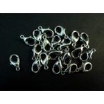 20x silberfarben Karabinerhaken 12mm glatt silberfarbener Schmuckverschluss - Schmuckzubehör