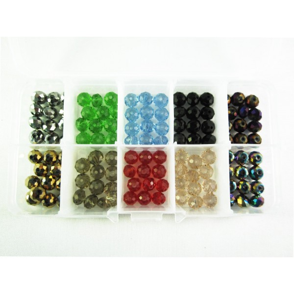 Bunter Perlenmix aus 120 geschliffenen Glasperlen 8mm - Schmuckzubehör Set