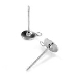 50x Edelstahl Ohrstecker 6mm zum Bekleben mit Öse - Schmuckzubehör
