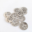 1x silberfarbener Edelstahl Anhänger 20x1,1mm mit Blumen II. WAHL - Schmuckzubehör