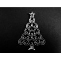 1x silberfarbener Weihnachtsbaum 52x36mm X-Mas Anhänger/Deko - Schmuckzubehör Weihnachten