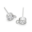2x Edelstahl 304 Strass Ohrstecker mit Öse 15x8x6mm - Schmuckzubehör