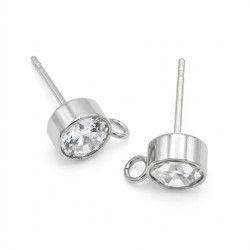 Leisure-Beads - 2x Edelstahl 304 Strass Ohrstecker mit Öse 15x8x6mm - Schmuckzubehör