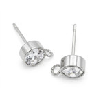 2x Edelstahl 304 Strass Ohrstecker mit Öse 15x8x6mm - Schmuckzubehör