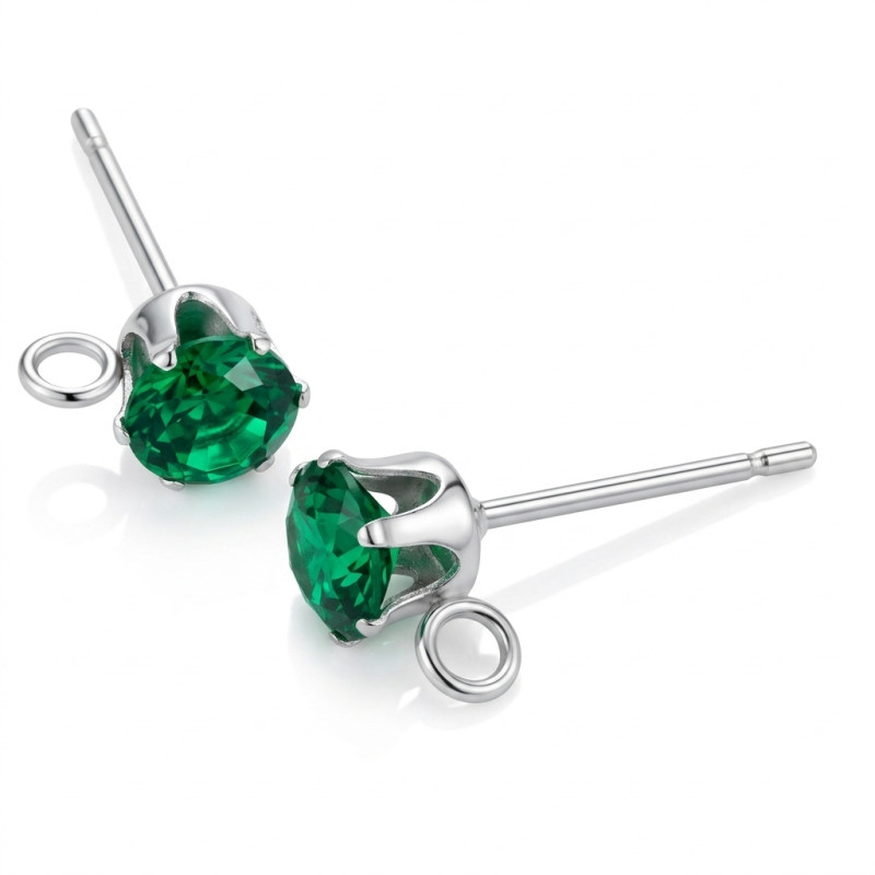 2x grüne Edelstahl Strass Ohrstecker mit Öse 16x7x5mm - Schmuckzubehör