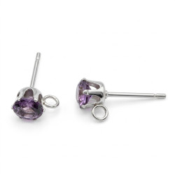 Leisure-Beads - 2x amethystfarbene Edelstahl Strass Ohrstecker mit Öse 16x7x5mm - Schmuckzubehör