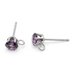 2x amethystfarbene Edelstahl Strass Ohrstecker mit Öse 16x7x5mm - Schmuckzubehör