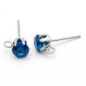 2x dunkelblaue Edelstahl Strass Ohrstecker mit Öse 16x7x5mm - Schmuckzubehör