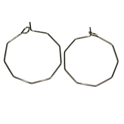 Leisure-Beads - 2x eckige Edelstahl 316 Creolen 25mm silberfarben Weinglasringe - Schmuckzubehör