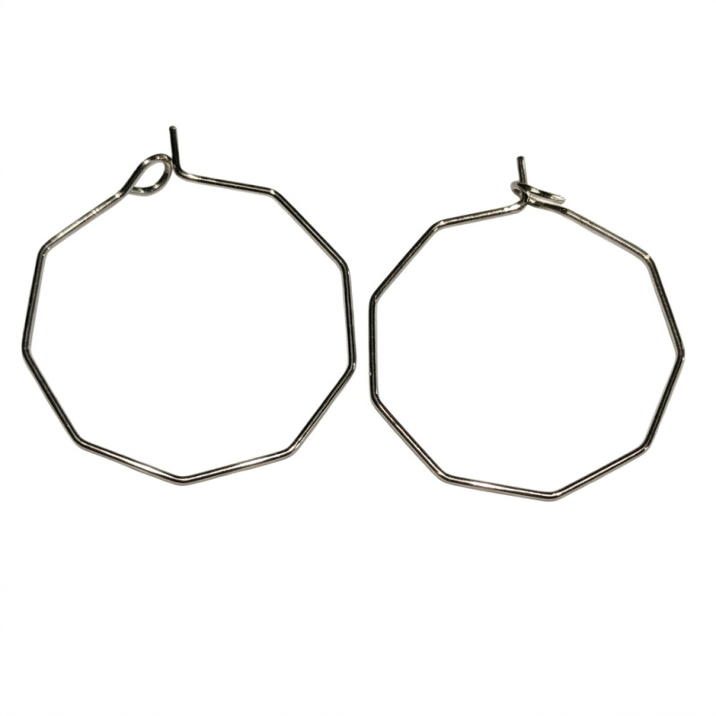 2x eckige Edelstahl 316 Creolen 25mm silberfarben Weinglasringe - Schmuckzubehör