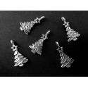 5x Weihnachtsbaum Anhänger 20x11mm X-Mas silberfarbener Schmuckanhänger - Schmuckzubehör Weihnachten