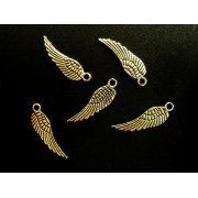 5x kleine Engelsflügel ca. 17x5mm bronzefarbene Schmuckanhänger - Schmuckzubehör