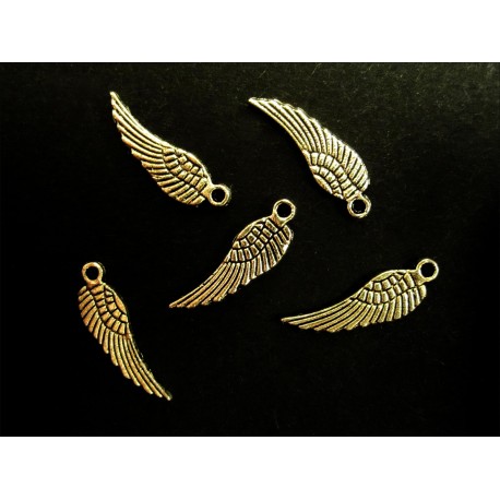 Leisure-Beads - 5x bronzefarben Engelsflügel 17x5mm bronzefarbene Schmuckanhänger - Schmuckzubehör