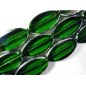 1 Strang grüne Perlen 18mm oval mit Silberrahmen Glas - Schmuckzubehör