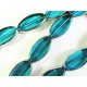1 Strang türkis Fensterperlen 18mm oval mit Silberrahmen Kristallglas - Schmuckzubehör