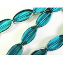 1 Strang türkis Perlen 18mm oval mit Silberrahmen Glas - Schmuckzubehör
