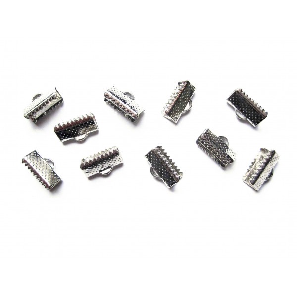 10x Bandklemme 13mm hellsilberfarben Bandverbinder - Schmuckzubehör