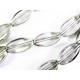 1 Strang weiss transparente Fensterperlen 18mm oval mit Silberrahmen Kristallglas - Schmuckzubehör