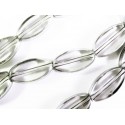 1 Strang transparente Perlen 18mm oval mit Silberrahmen Glas - Schmuckzubehör
