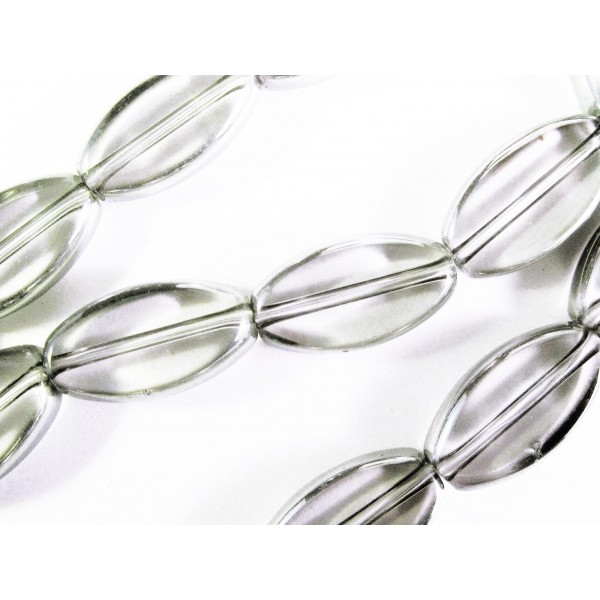 1 Strang transparente Perlen 18mm oval mit Silberrahmen Glas - Schmuckzubehör - Leisure-Beads DIY